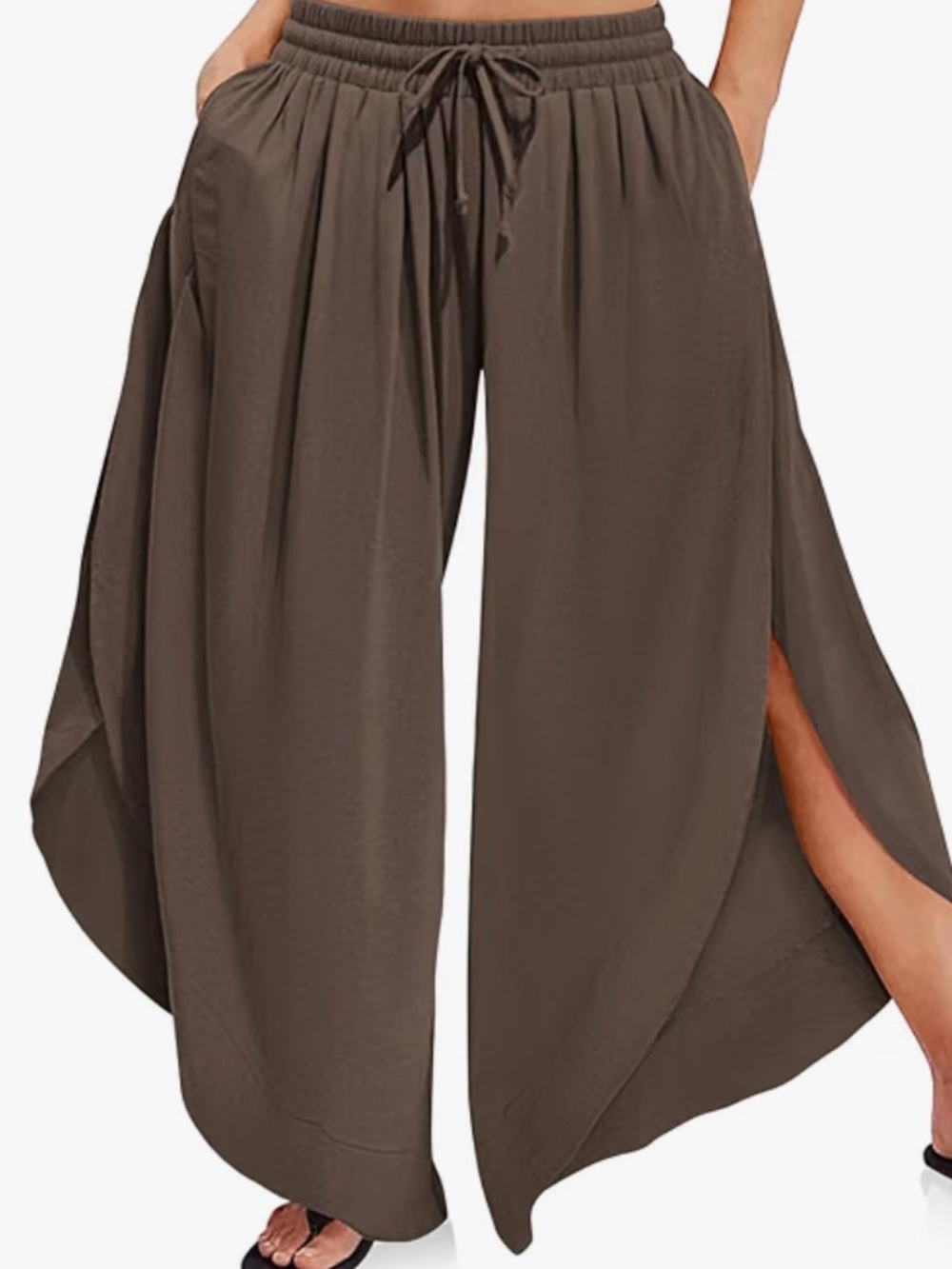 Tarse Women's Wide Leg Palazzo Pants - Dark Coffee